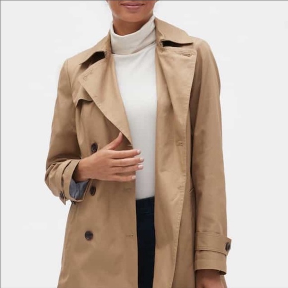 Banana Republic Factory Tan Double-Breasted Trench Coat - Picture 3 of 16